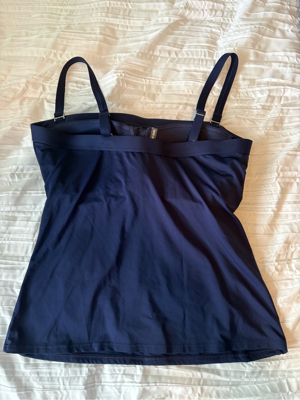 Lands' End Navy Ruched Swim Bandeau Tankini - Picture 3 of 6